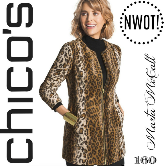 NWOT LEOPARD Faux Fur Zip Front Car Coat Jacket L - Picture 2 of 8